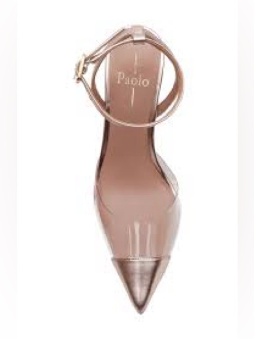 Linea Paolo Yuki Metallic Rose Gold Taupe Pointed-Toe Ankle-Strap Heels Size 9
